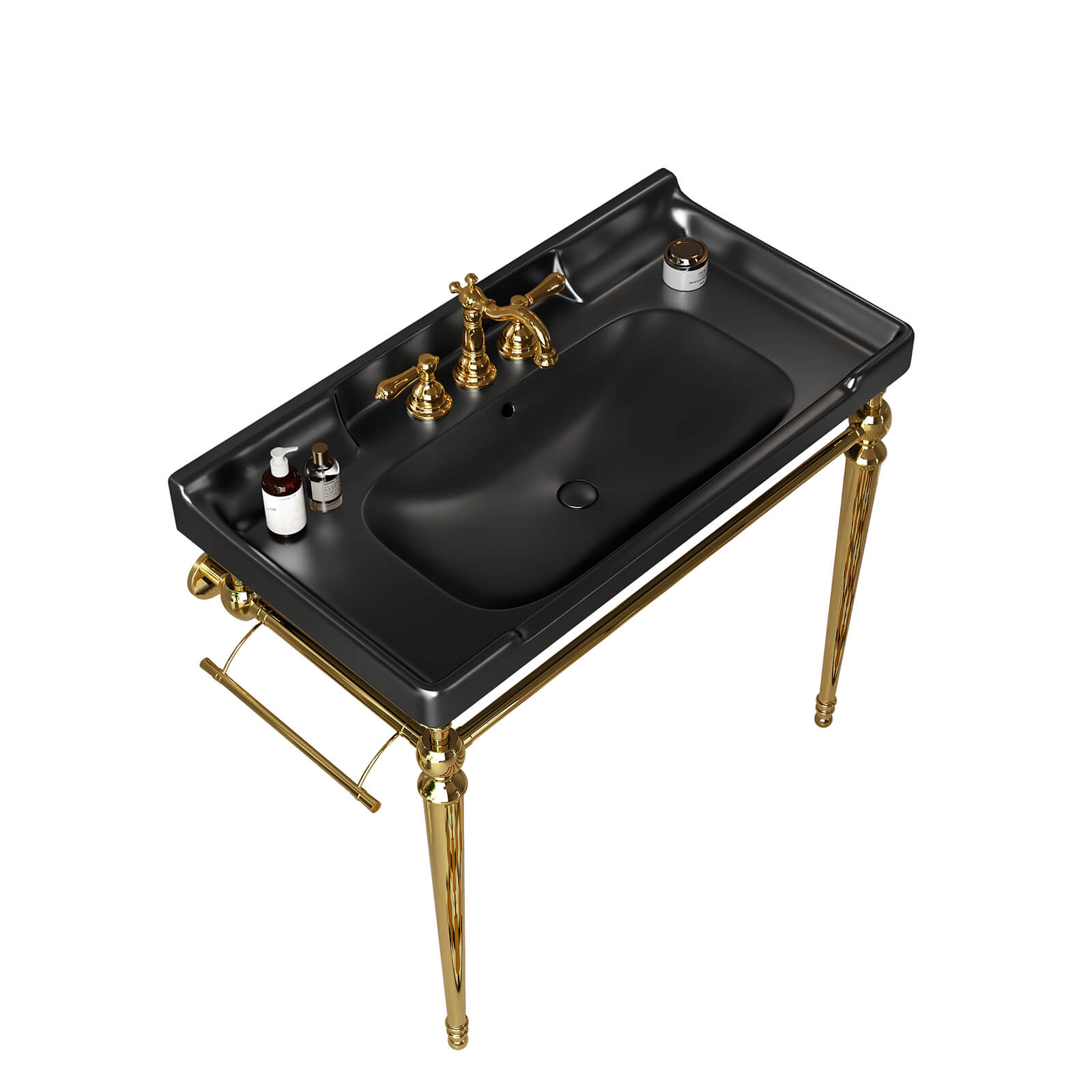 heavy duty gold frame under black ceramic top