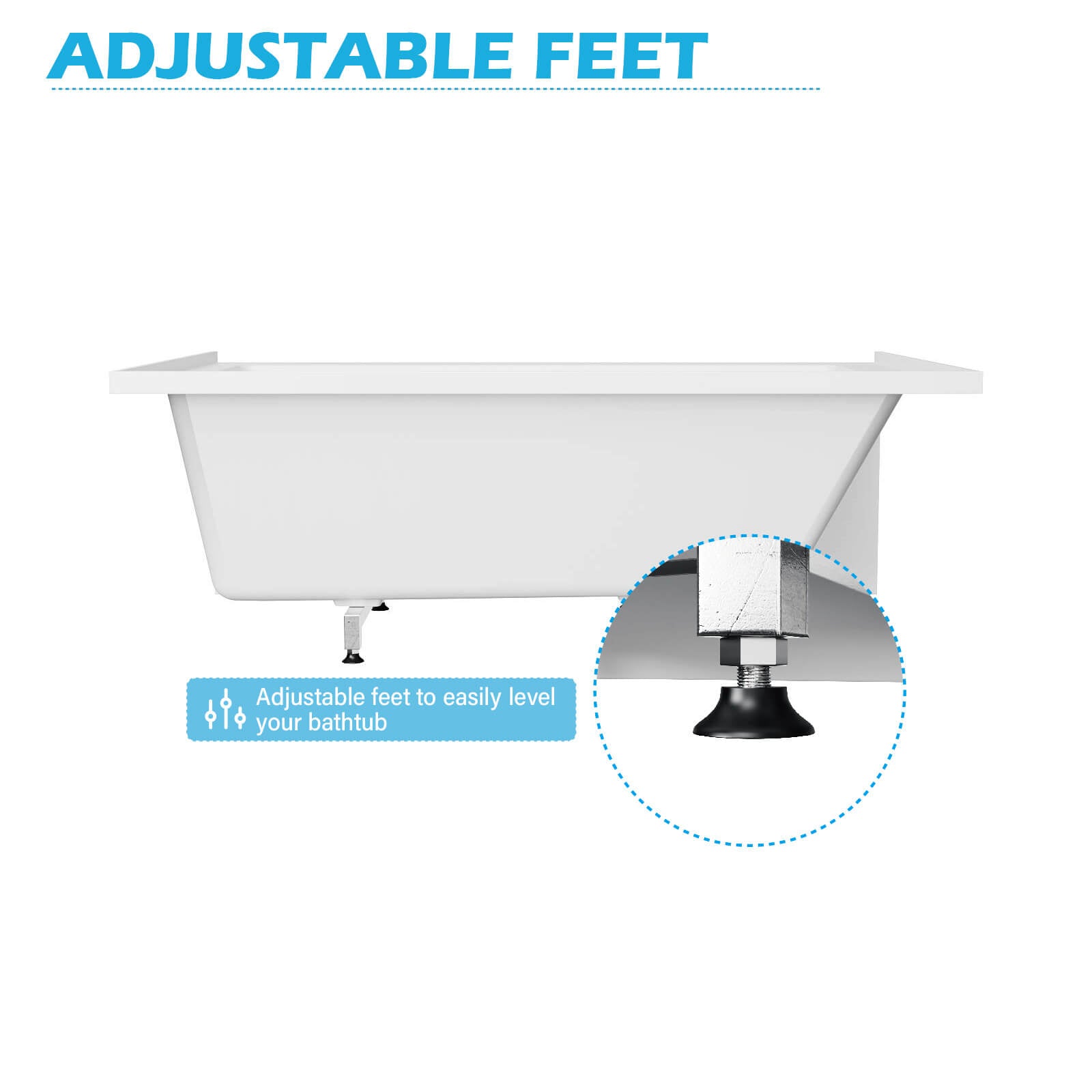 60&quot; Solid Surface Alcove Soaking Bathtub