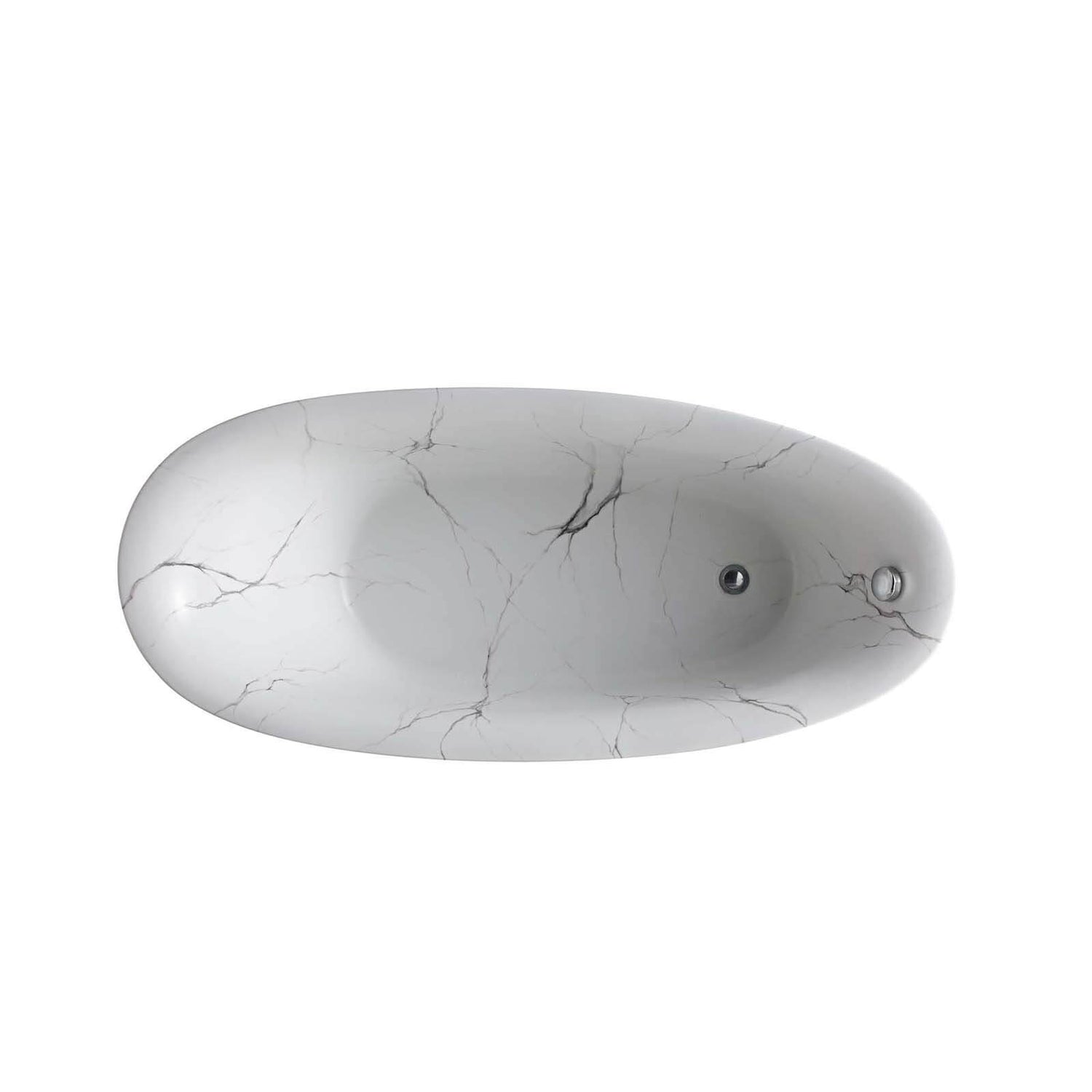 67&quot; Marble Finish Slipper Bathtub with Adjustable Overflow