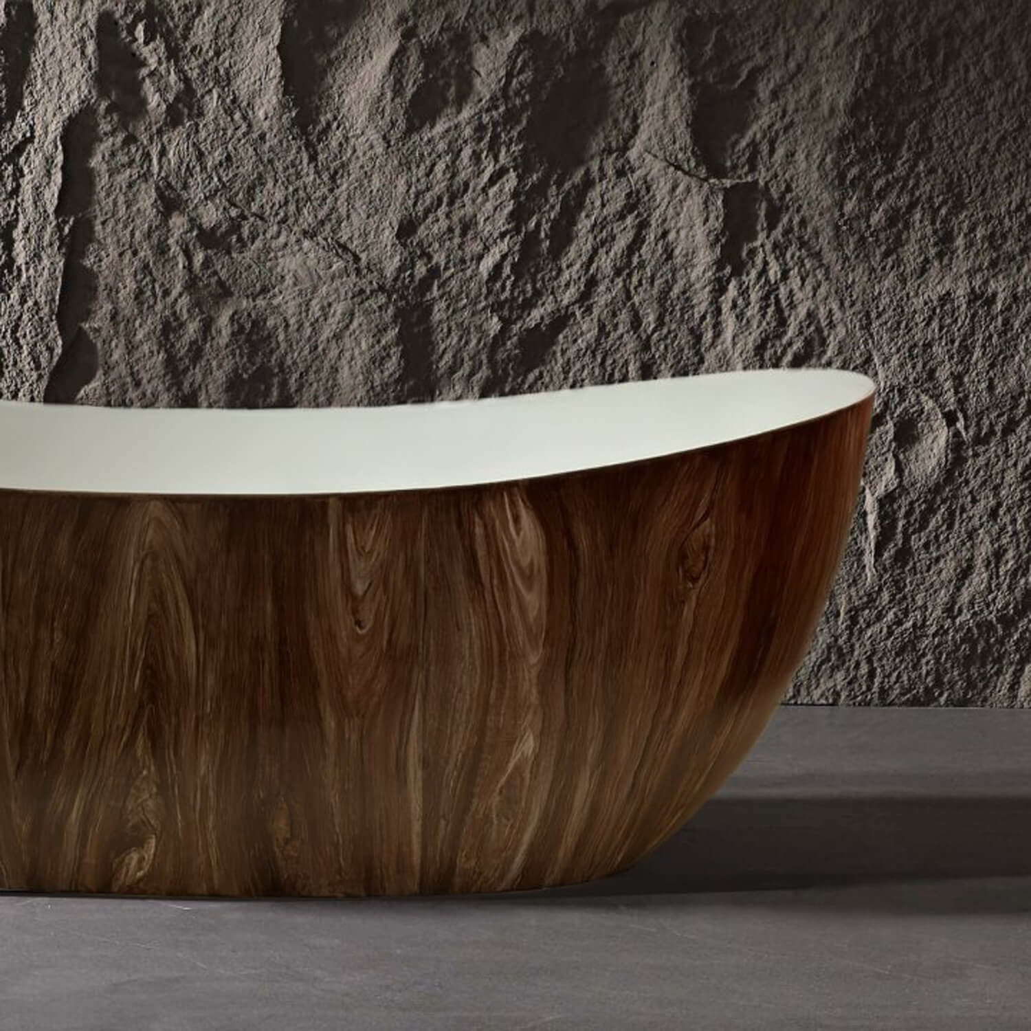67" Brown Wood Grain Double Slipper Solid Surface Freestanding Soaking Tub