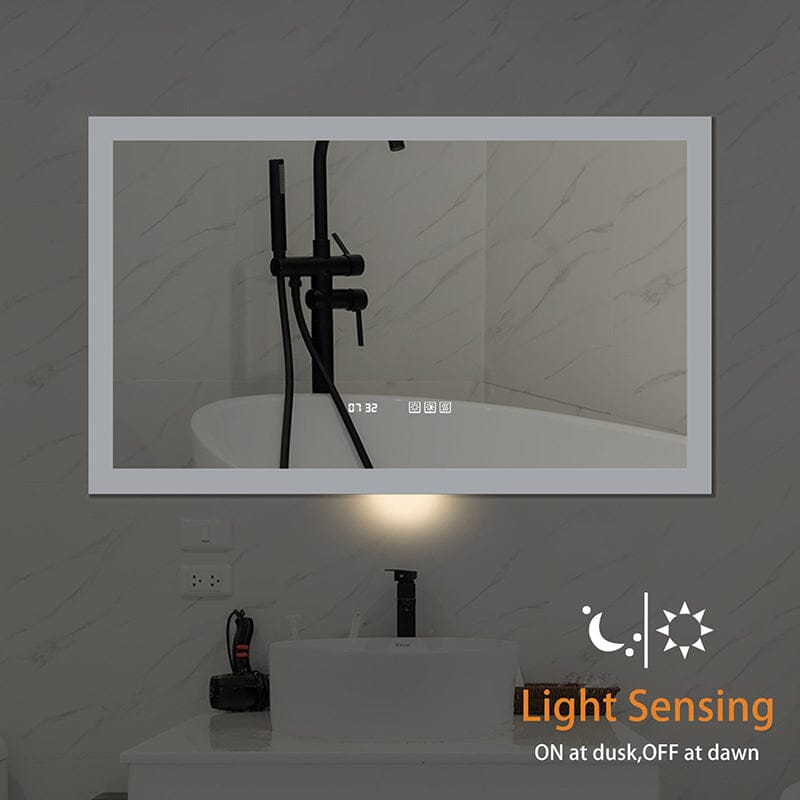 40 x 24 Inch LED Bathroom Mirror Anti Fog Dimmable Touch Button Memory Function