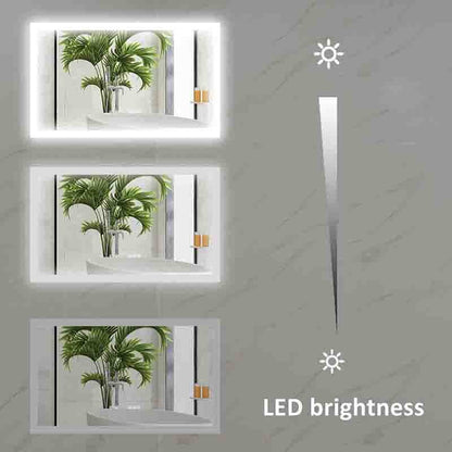 40 x 24 Inch LED Bathroom Mirror Anti Fog Dimmable Touch Button Memory Function