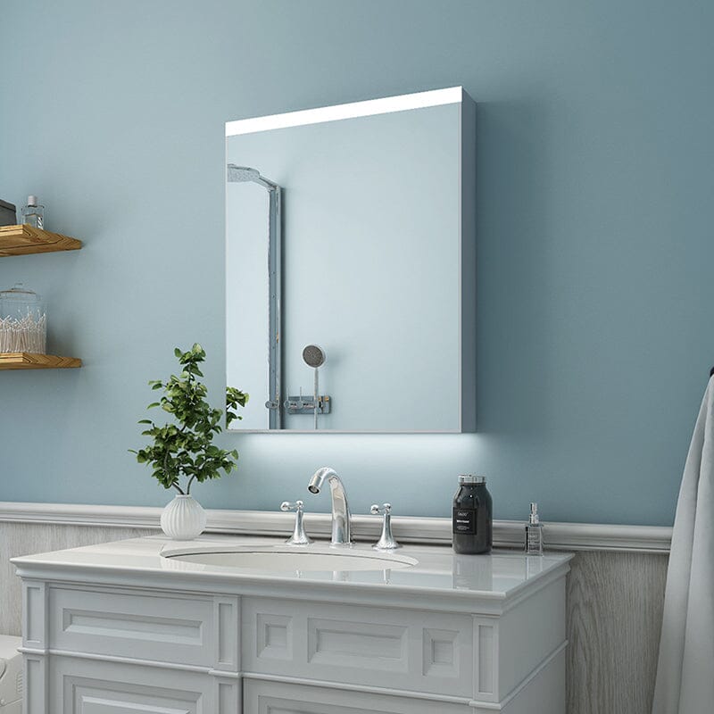 24 x 30 Inch Dimmable LED Bathroom Mirror Cabinet with 3-Tier Storage Shelves