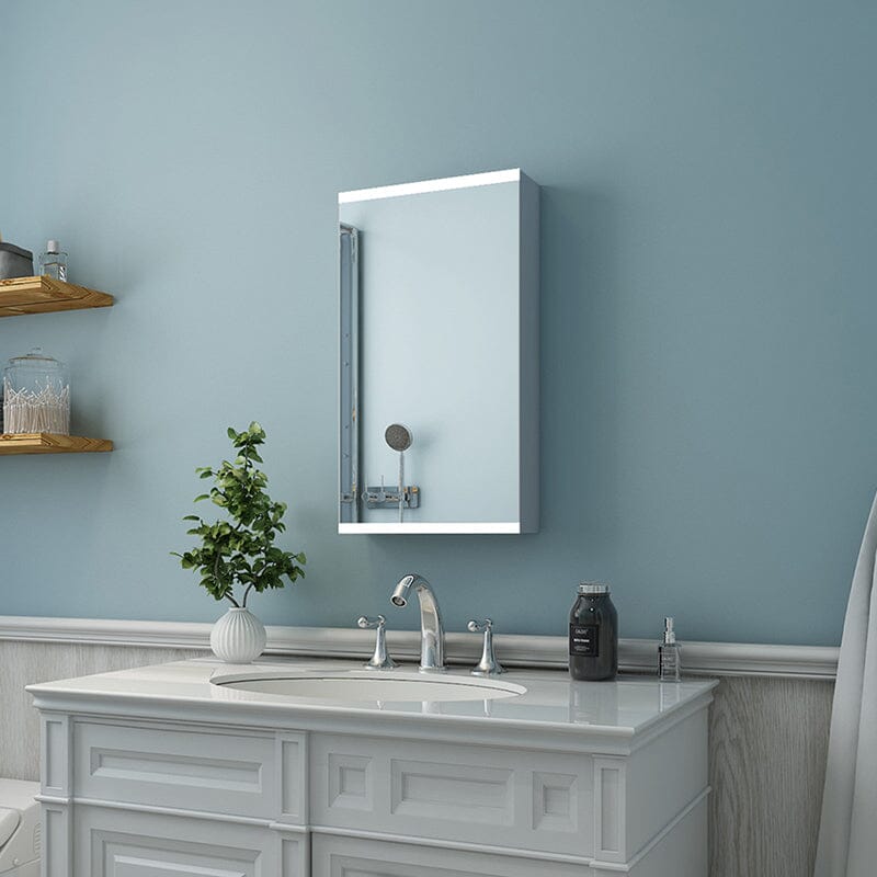 15 x 26  Inch Dimmable LED Bathroom Mirror Cabinet with 3-Tier Storage Shelves