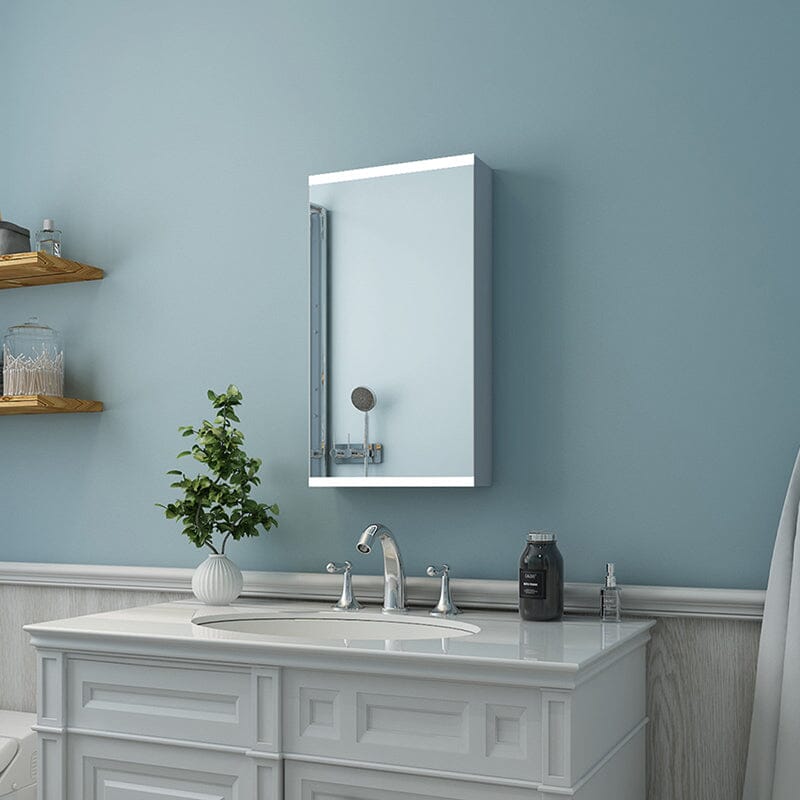 15 x 26 Inch Dimmable LED Bathroom Mirror Cabinet with 3-Tier Storage Shelves