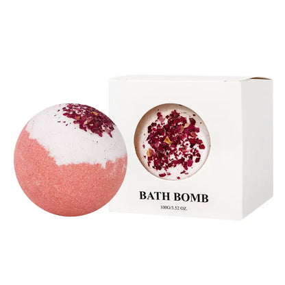 Rose Scented Bath Bombs Gift Set USA, Natural Spa Bath Bombs for self care(Set of 4)