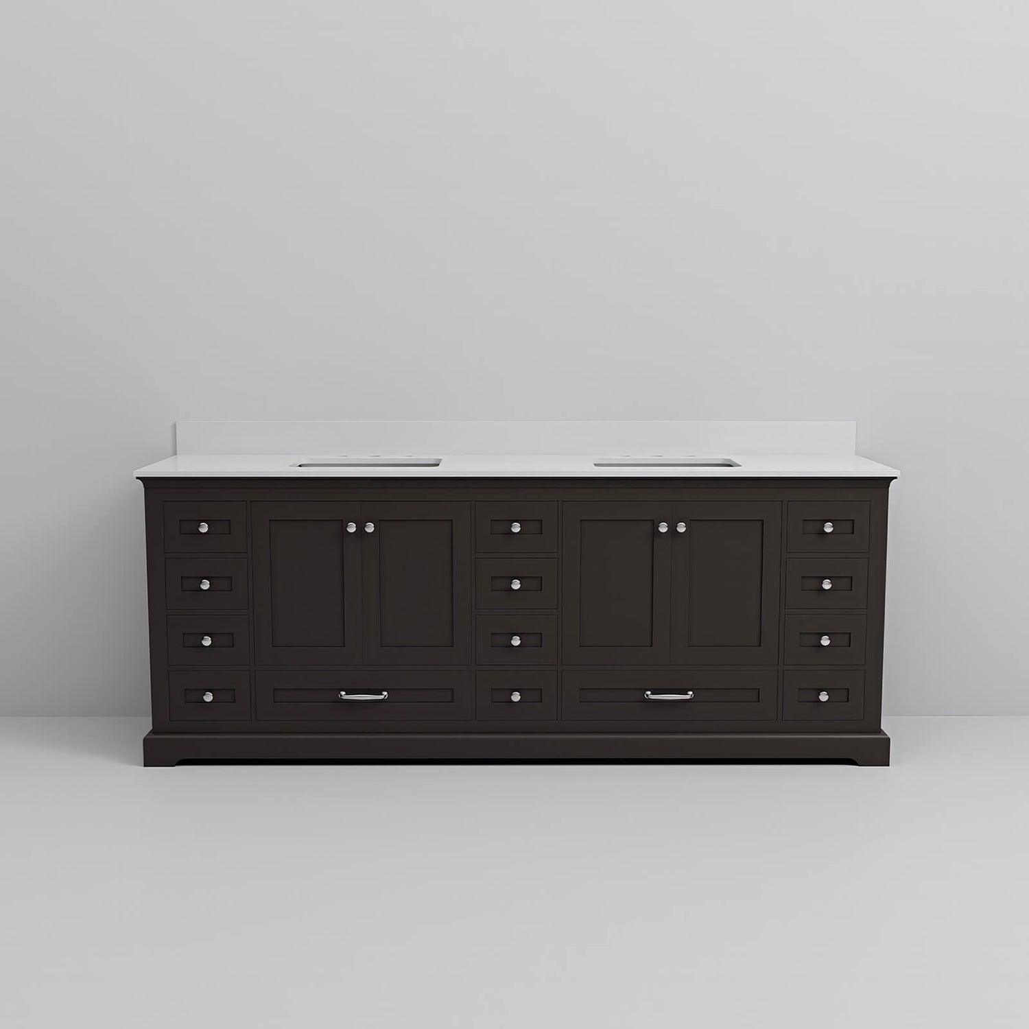 large black vanity for double sink bathroom