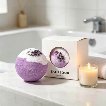 Lavender Bath Bombs for Stress Relief USA, Eco-Friendly Spa Set (Set of 4)