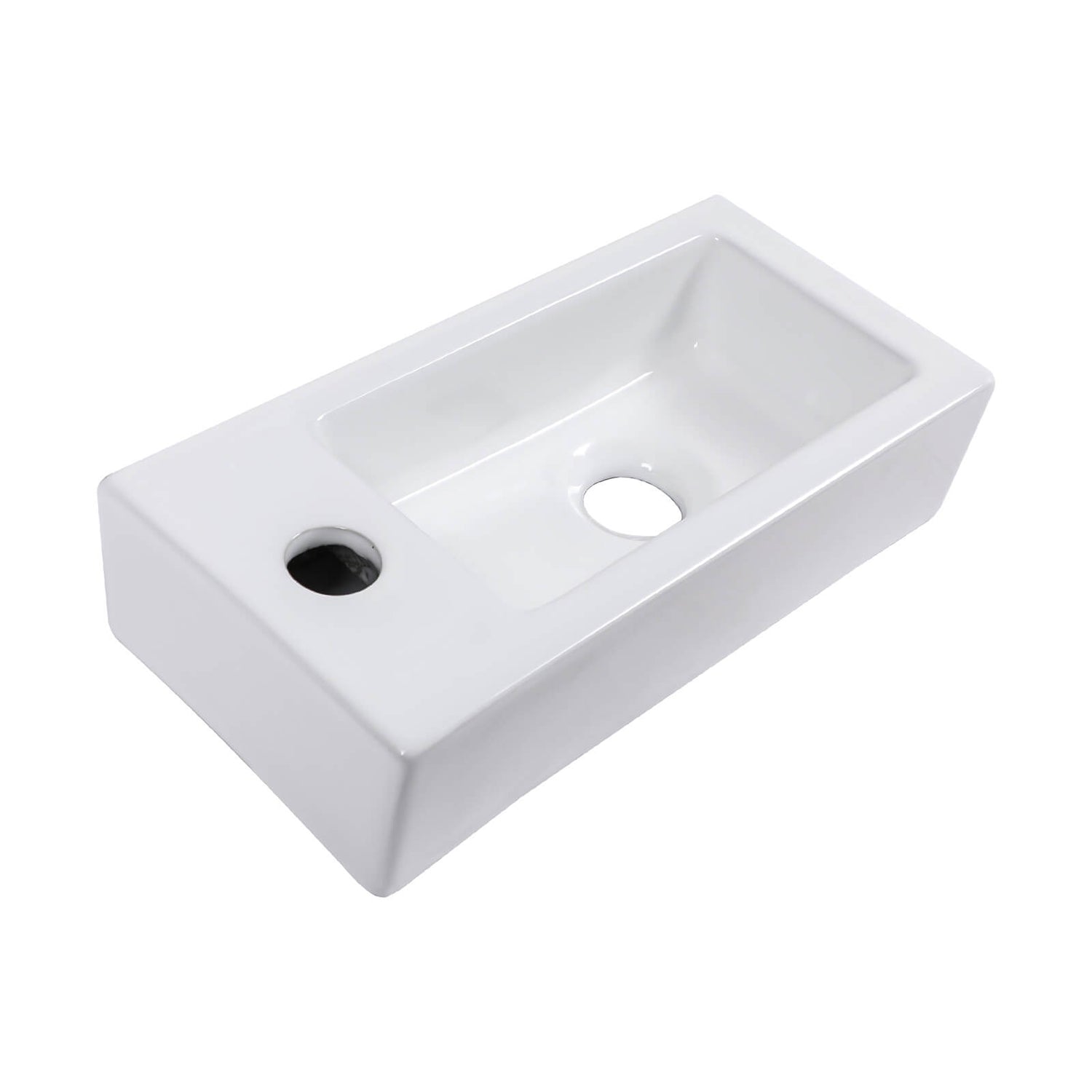 left side faucet hole sink for corner bathroom installation