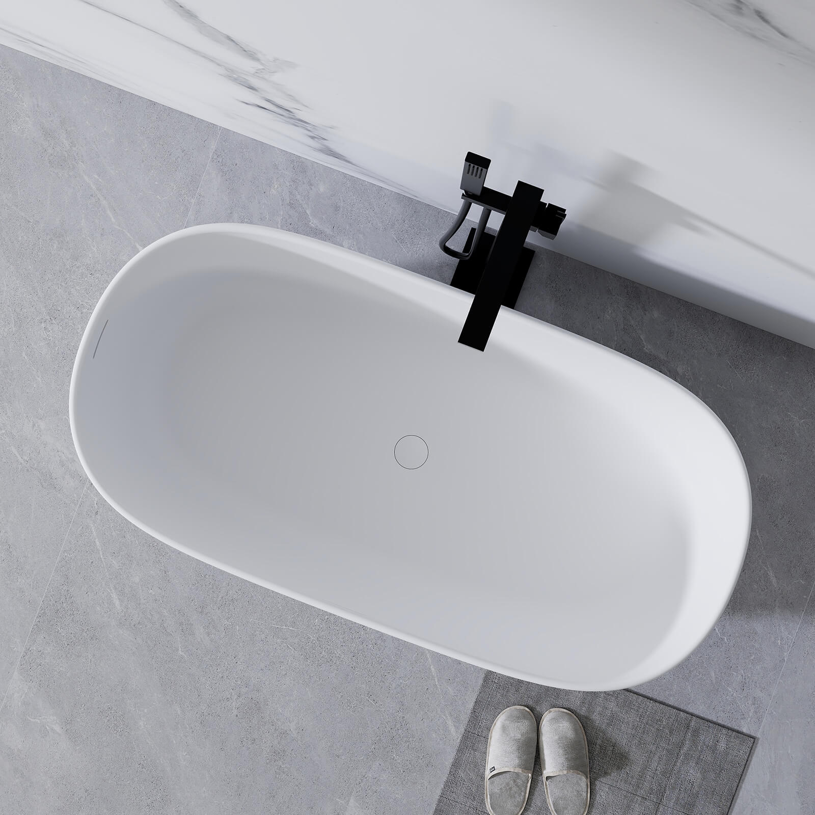 luxury 51 inch stone resin soaking tub with smooth finish