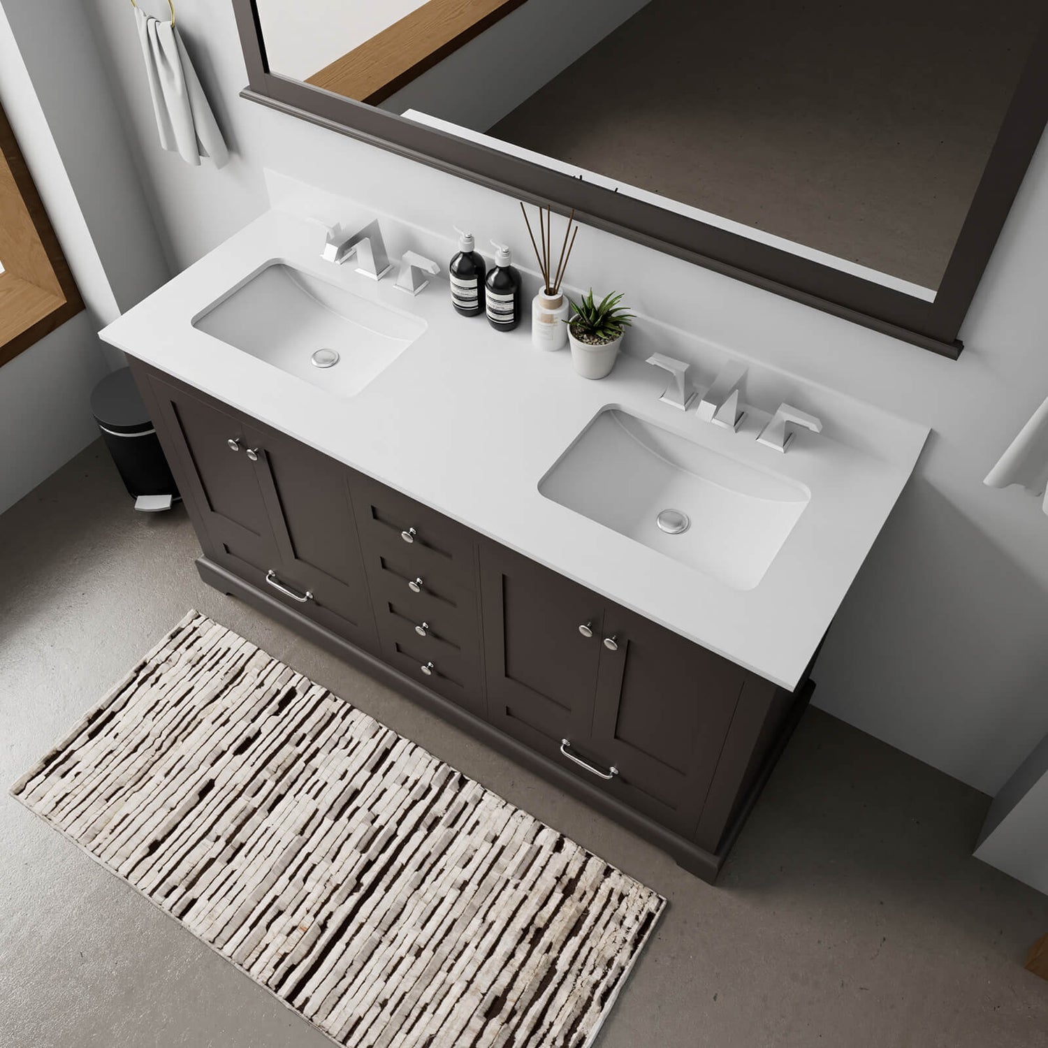 luxury 60 inch bathroom vanity for master bathrooms in dark tone