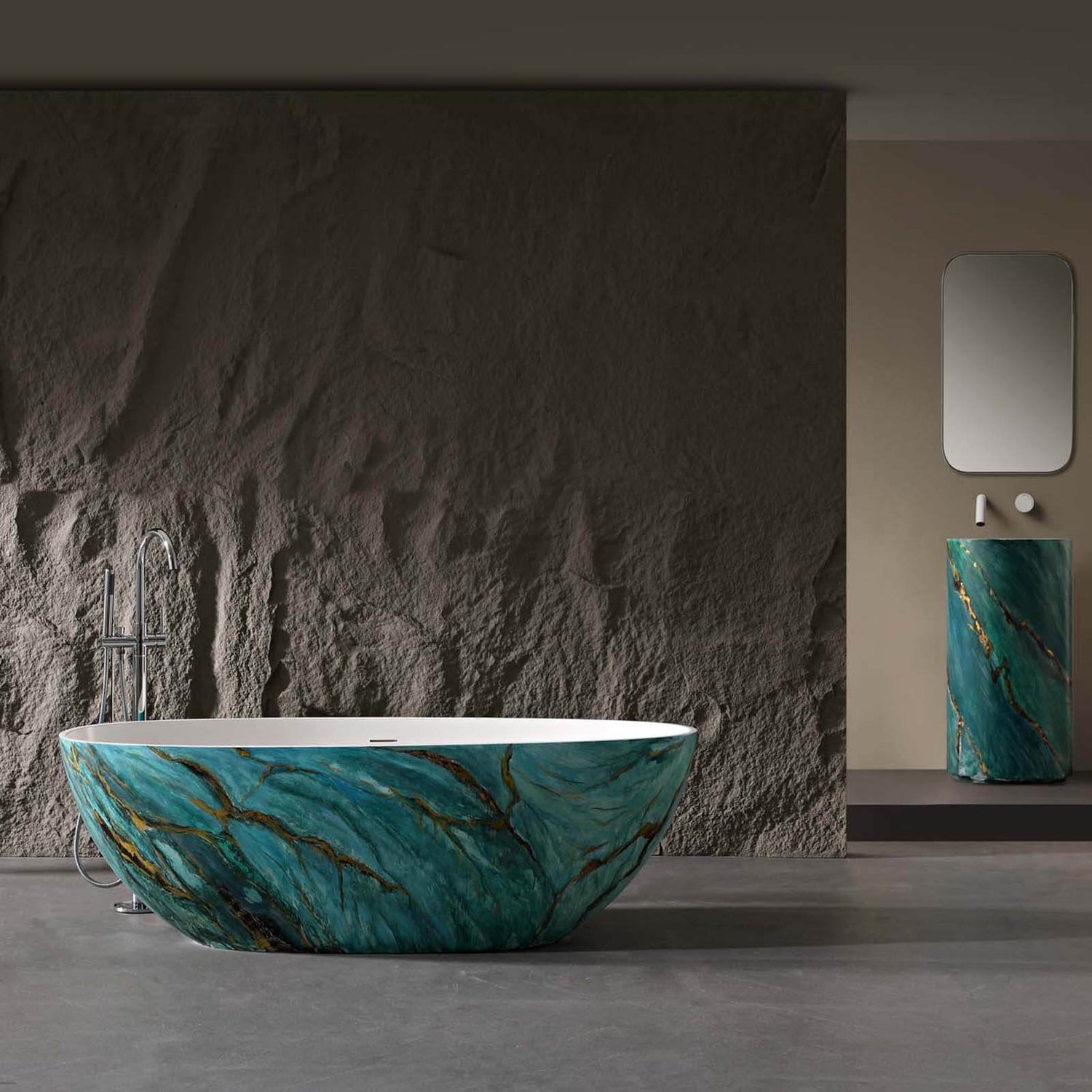 luxury green marble freestanding bathtub for modern bathrooms