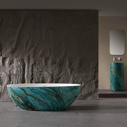 luxury green marble freestanding bathtub for modern bathrooms