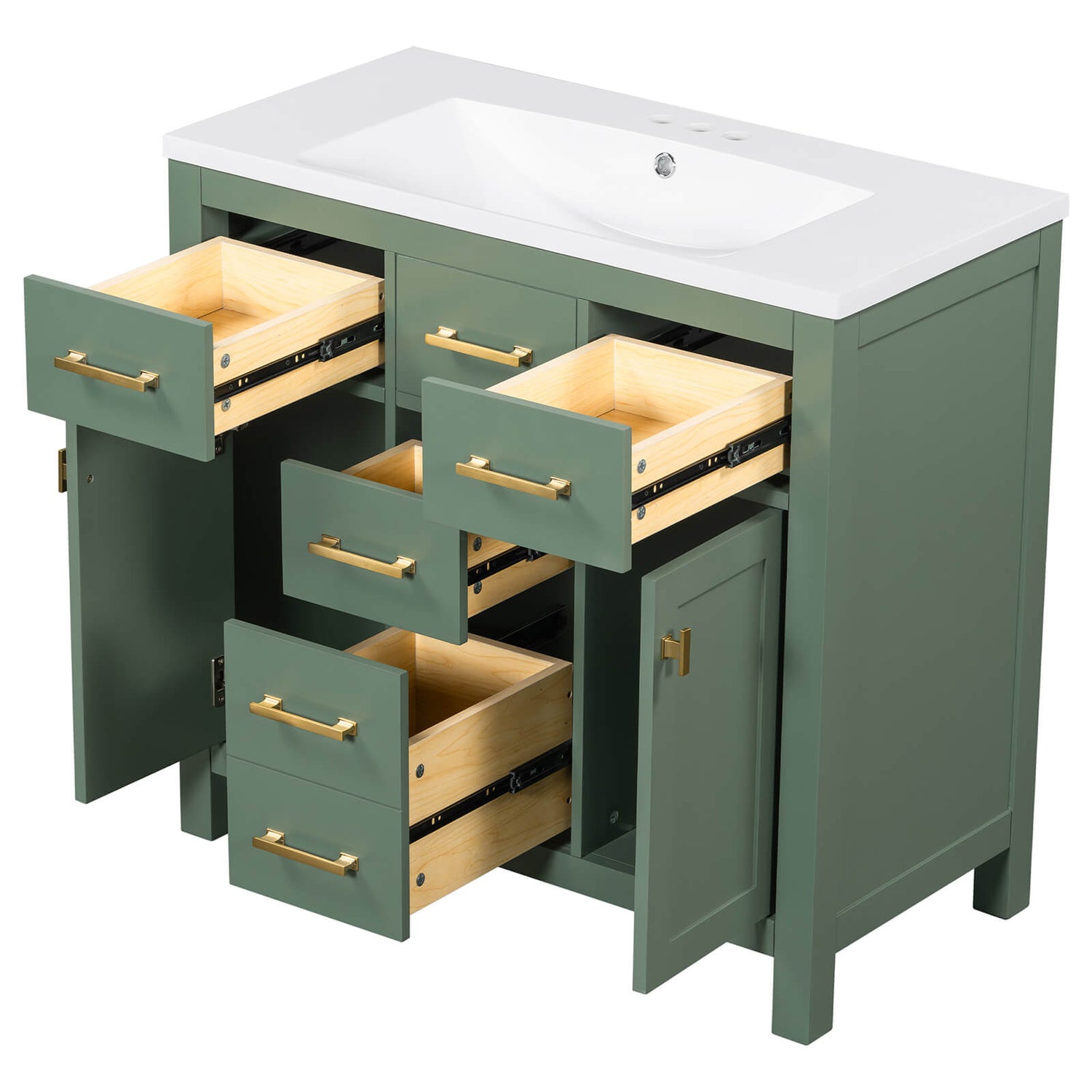 36&quot; Green Bathroom Storage Vanity with 3-Hole Top