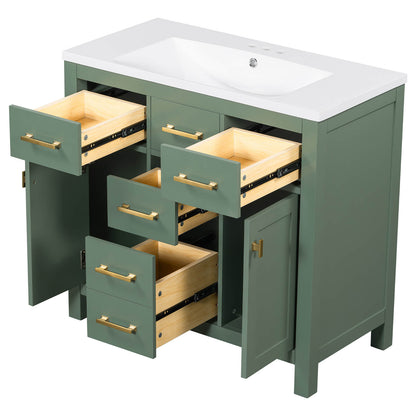 36&quot; Green Bathroom Storage Vanity with 3-Hole Top