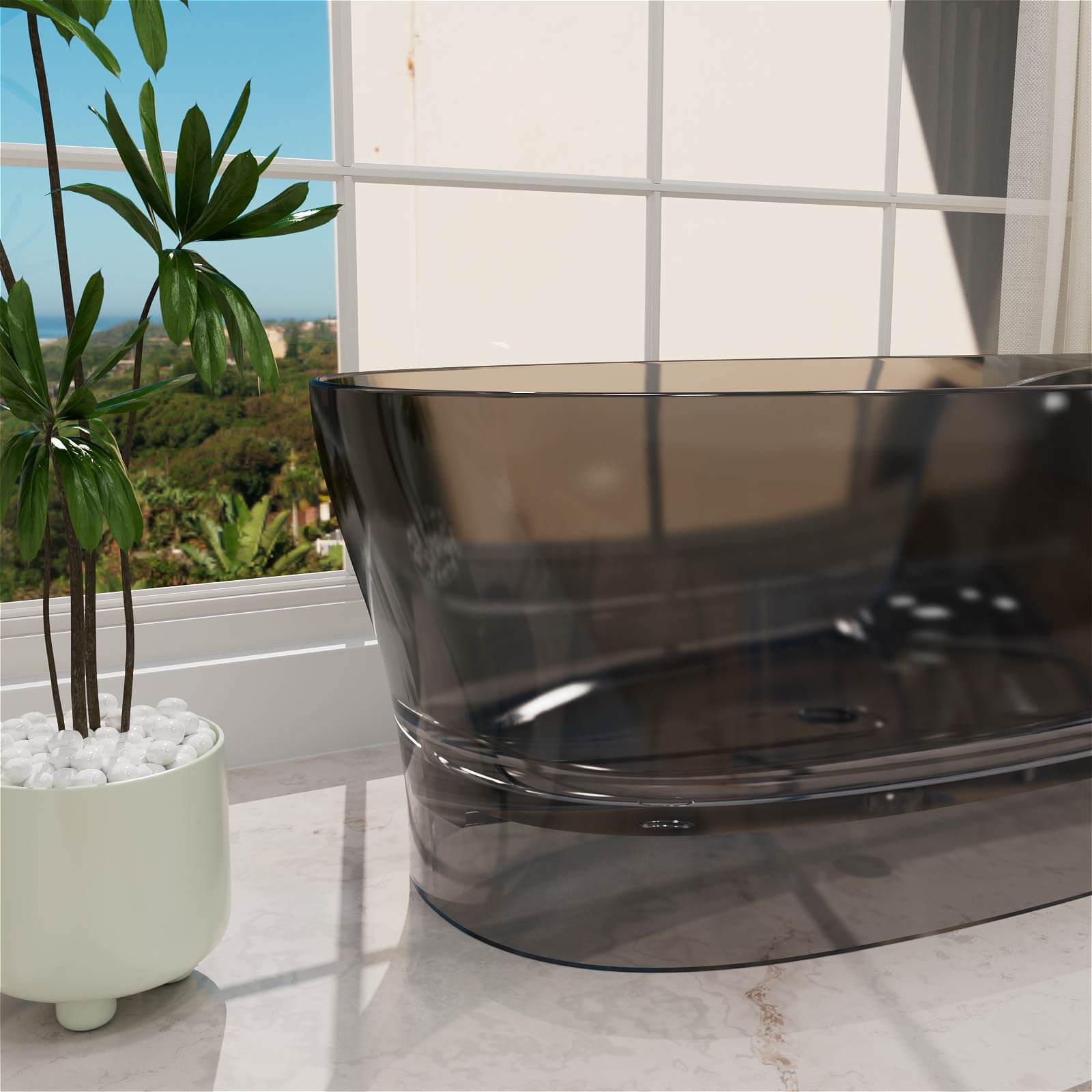 luxury spa style transparent resin freestanding bathtub