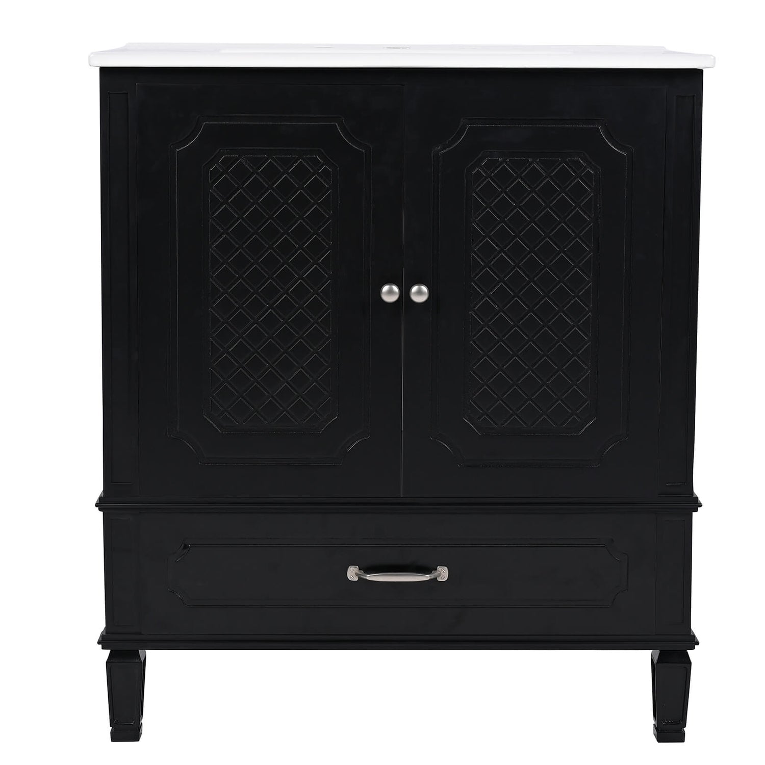 matte black wood vanity for classic and modern bathroom decor