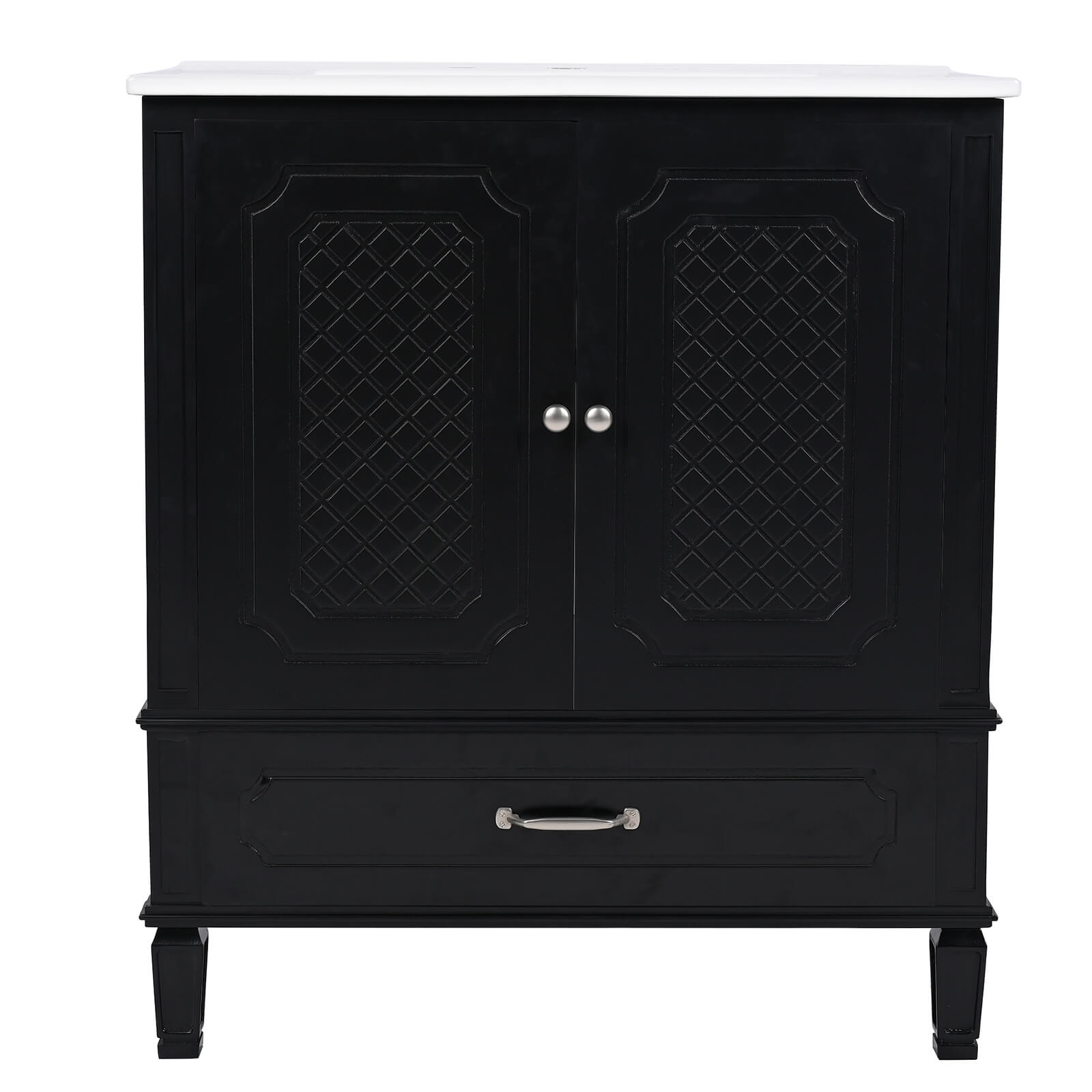 matte black wood vanity for classic and modern bathroom decor