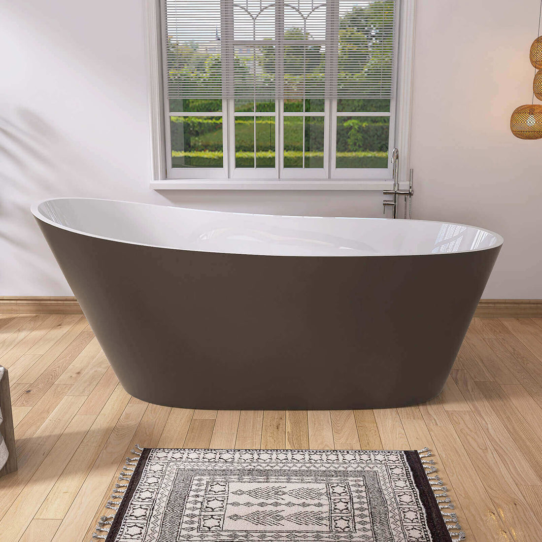 matte brown 67" Acrylic Reversible Single Slipper Tub