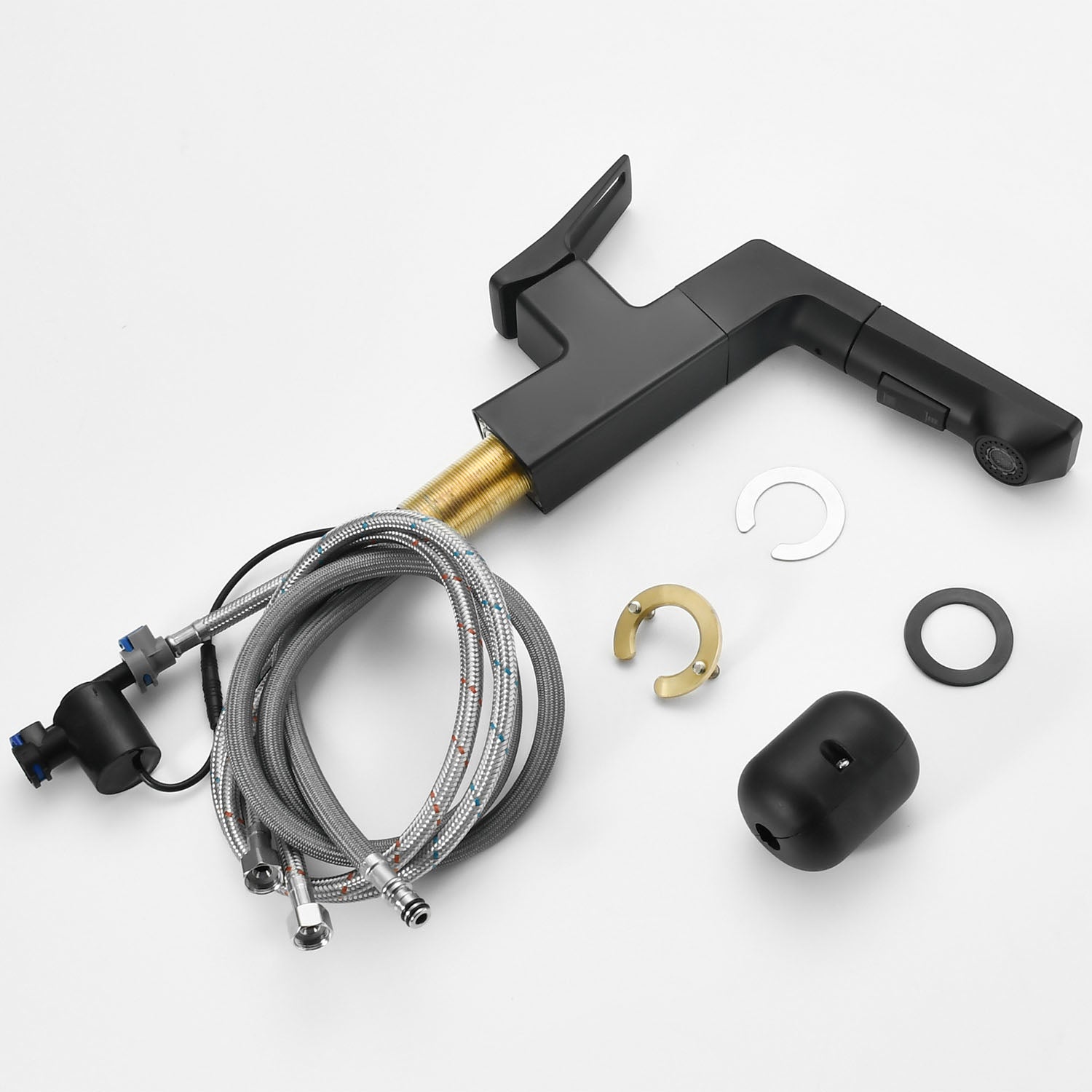 matte black single handle pull-down bathroom sink faucet and install fitting
