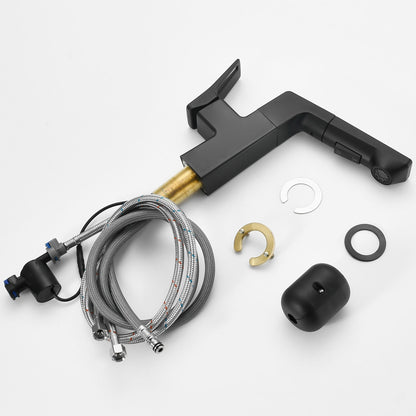matte black single handle pull-down bathroom sink faucet and install fitting