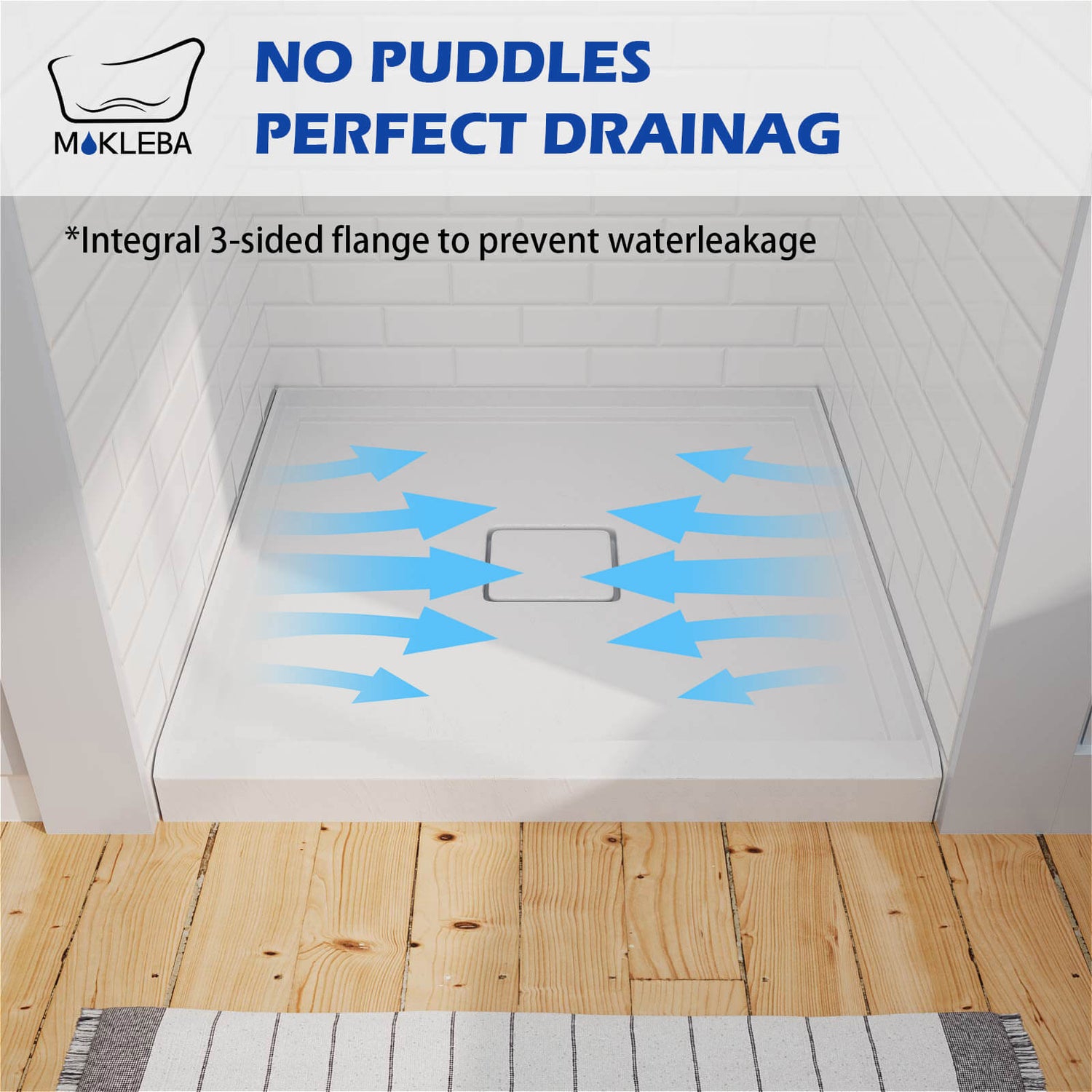 modern acrylic shower base featuring centered drain opening