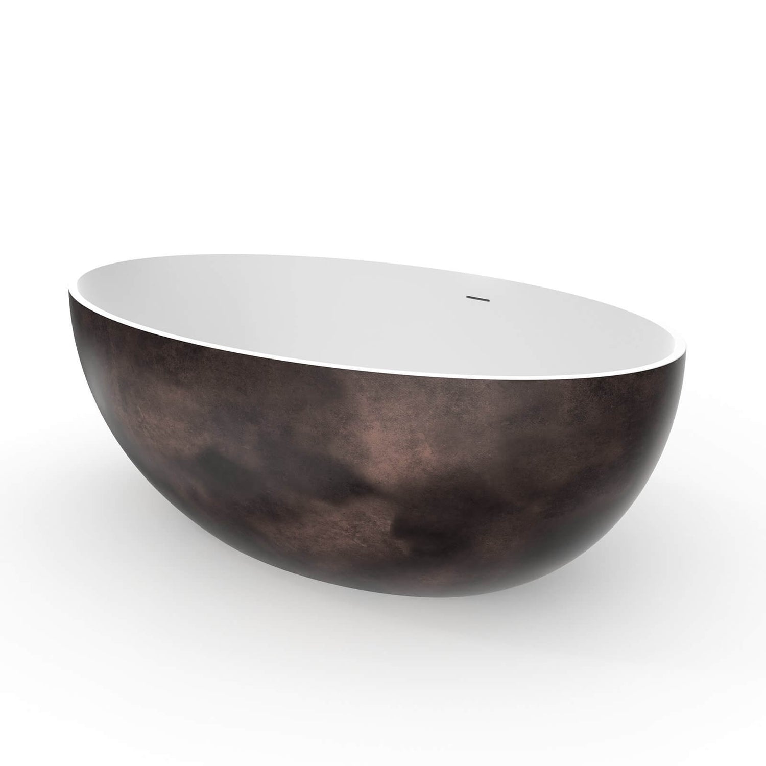 modern bathroom freestanding tub with walnut outer shell