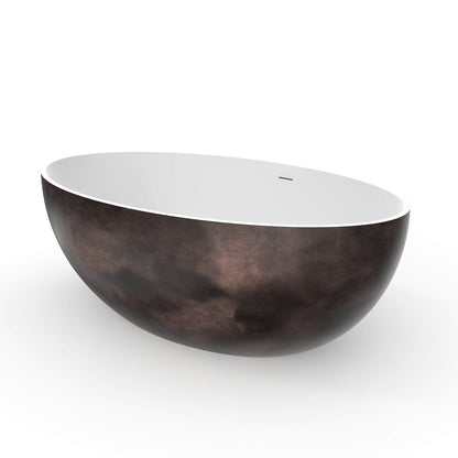 modern bathroom freestanding tub with walnut outer shell