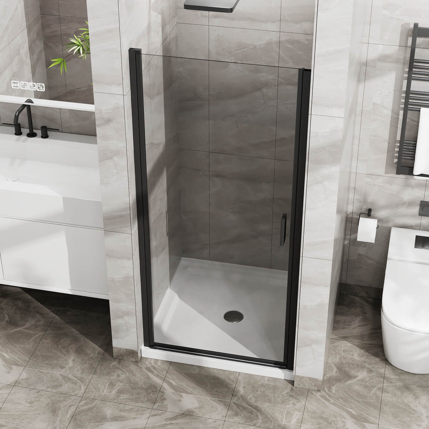 modern black frame shower door kit with tempered glass