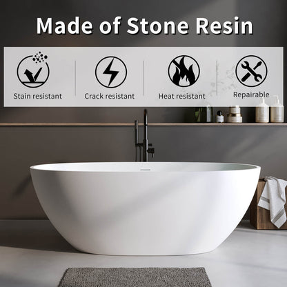 modern freestanding bathtub in matte solid surface finish