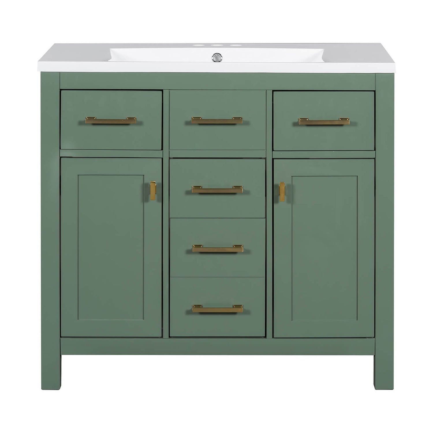 36&quot; Green Bathroom Storage Vanity with 3-Hole Top