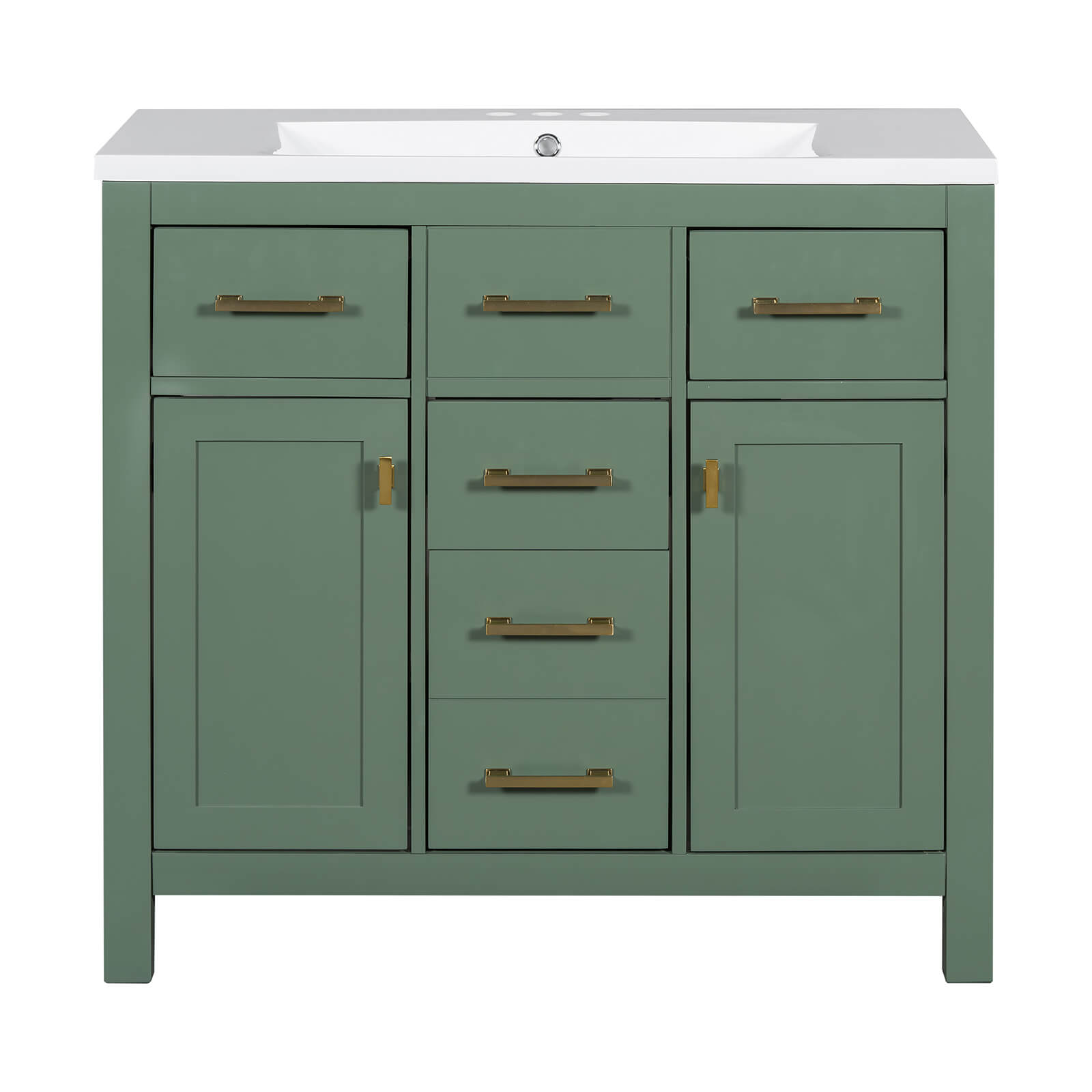 36&quot; Green Bathroom Storage Vanity with 3-Hole Top
