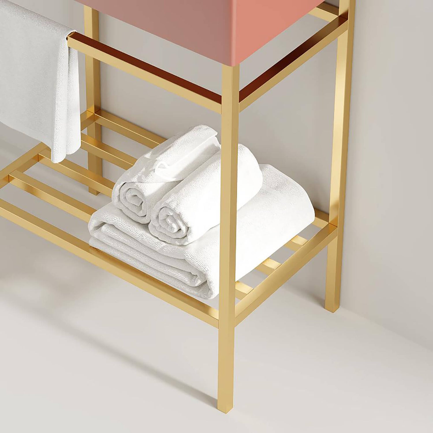 modern red ceramic sink with metal base