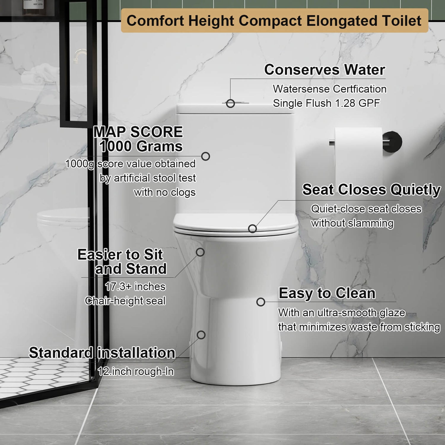modern toilet with splash free tornado flushing technology