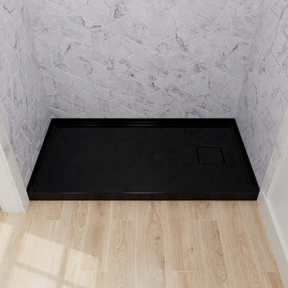 modern 60x 32 inch Black Right Drain Shower Pan