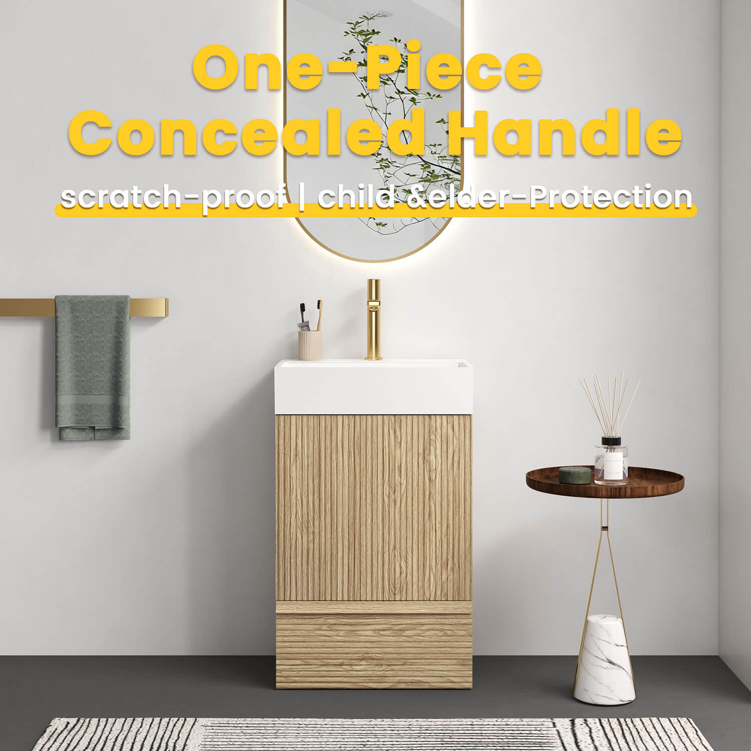 modern bathroom vanity with minimalist handleless design