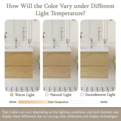 modern wall-mounted vanity color temperature and warm light comparison