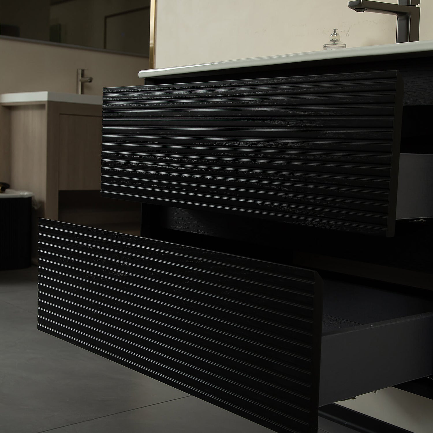 moisture resistant plywood cabinet in black finish