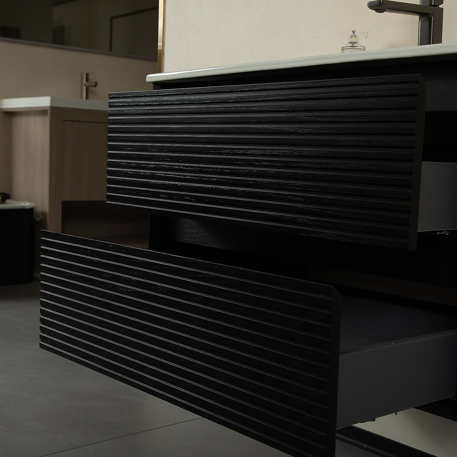 moisture resistant plywood cabinet in black finish