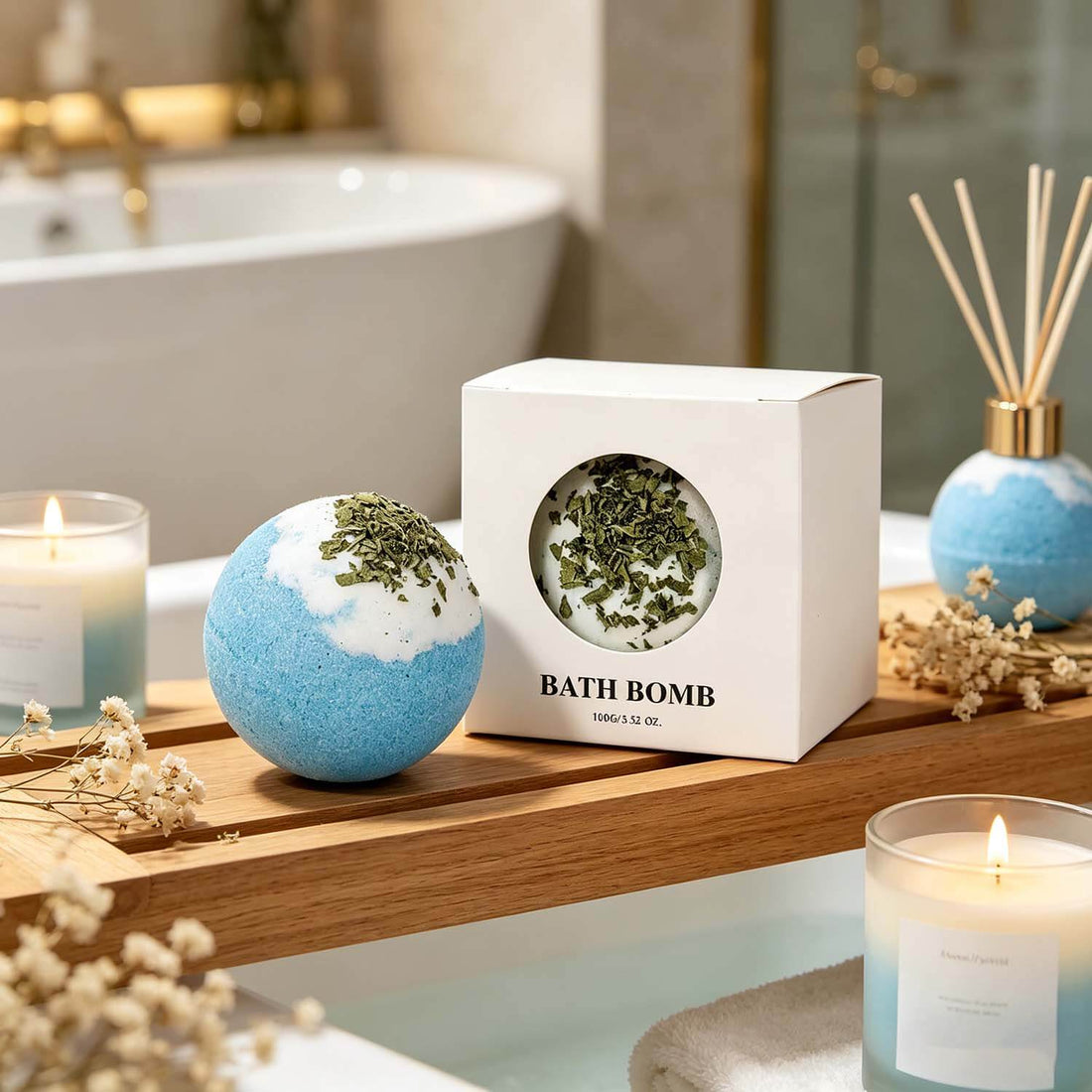 Ocean Scented Bath Bombs USA, Spa Bath Bombs for Relaxation (Set of 4)