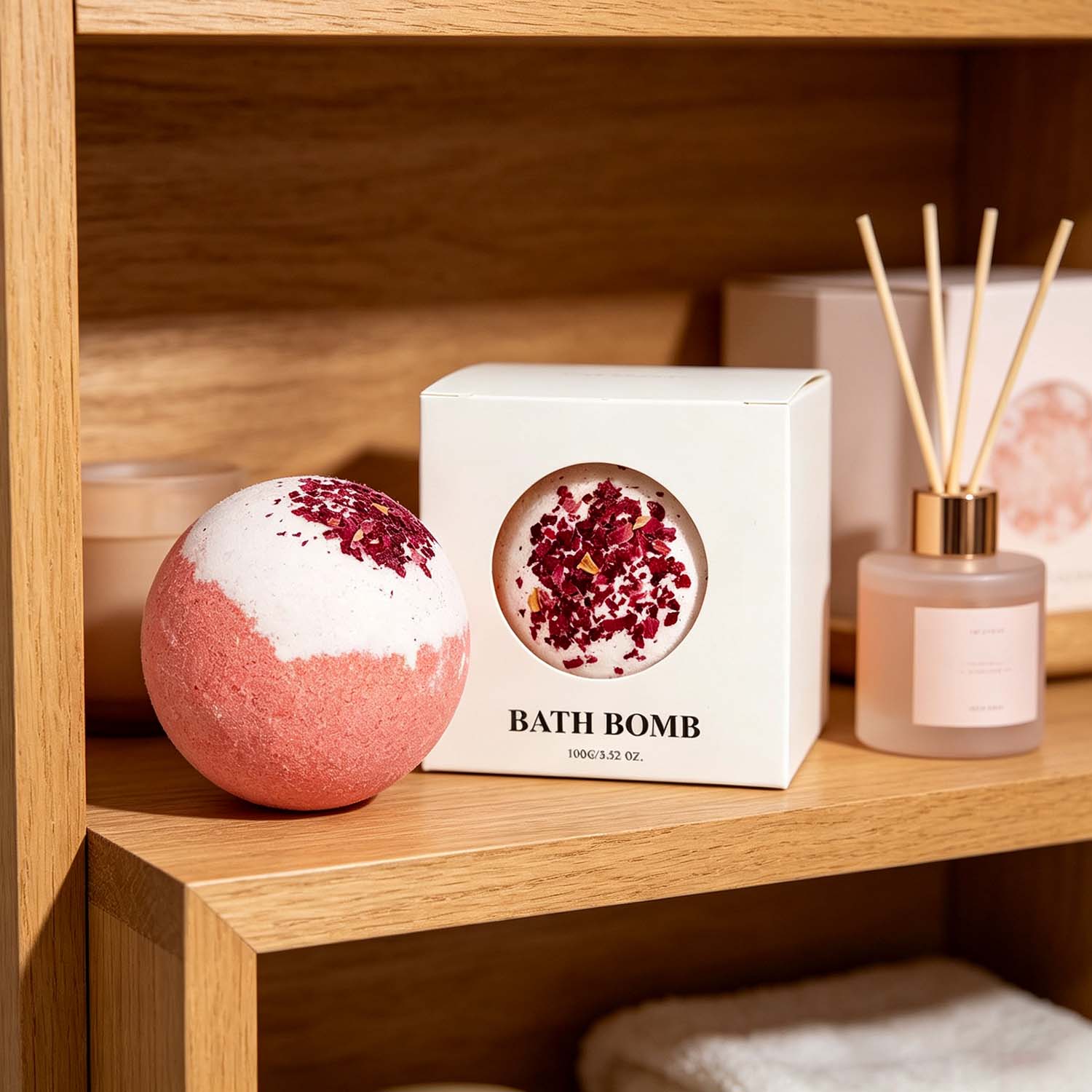 Rose Scented Bath Bombs Gift Set USA, Natural Spa Bath Bombs for self care(Set of 4)