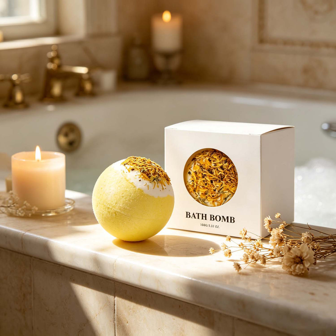 Chamomile Bath Bombs for Stress Relief USA,Relaxing Spa Bath Bombs Set (Set of 4)