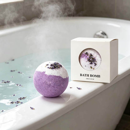 Lavender Bath Bombs for Stress Relief USA, Eco-Friendly Spa Set (Set of 4)