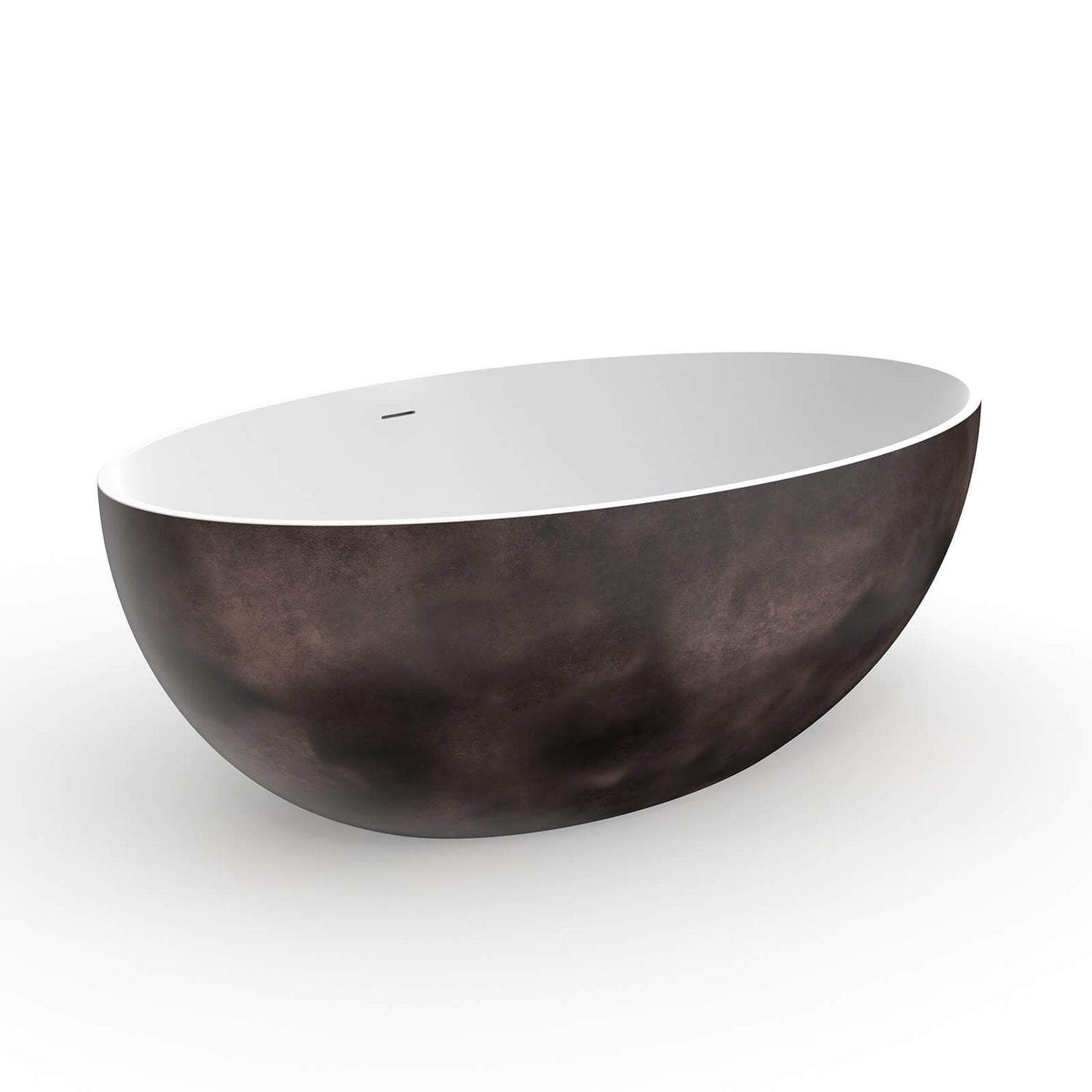 oval freestanding soaking tub with natural walnut design