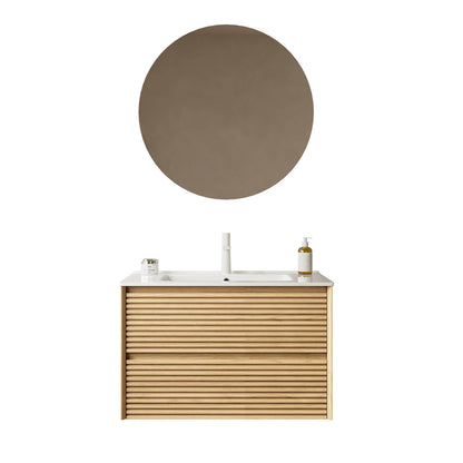pre assembled plywood bathroom vanity in natural oak finish