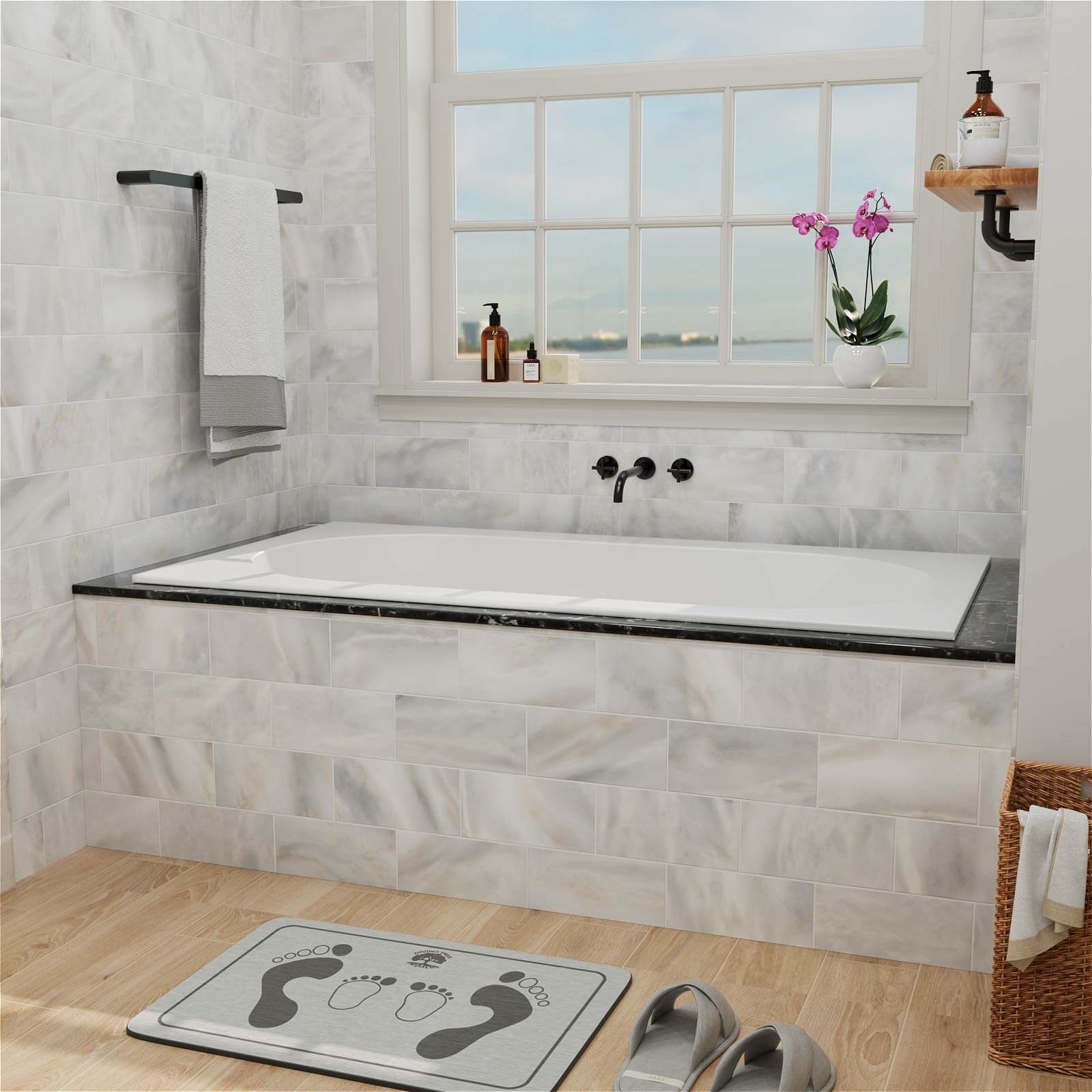 premium PMMA solid surface soaking tub for modern bathrooms