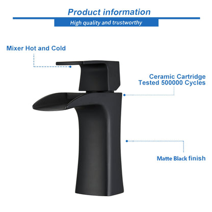 product information of Matte Black Single Handle Bathroom Faucet