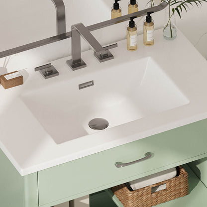 rectangular ceramic basin detail with smooth glossy surface
