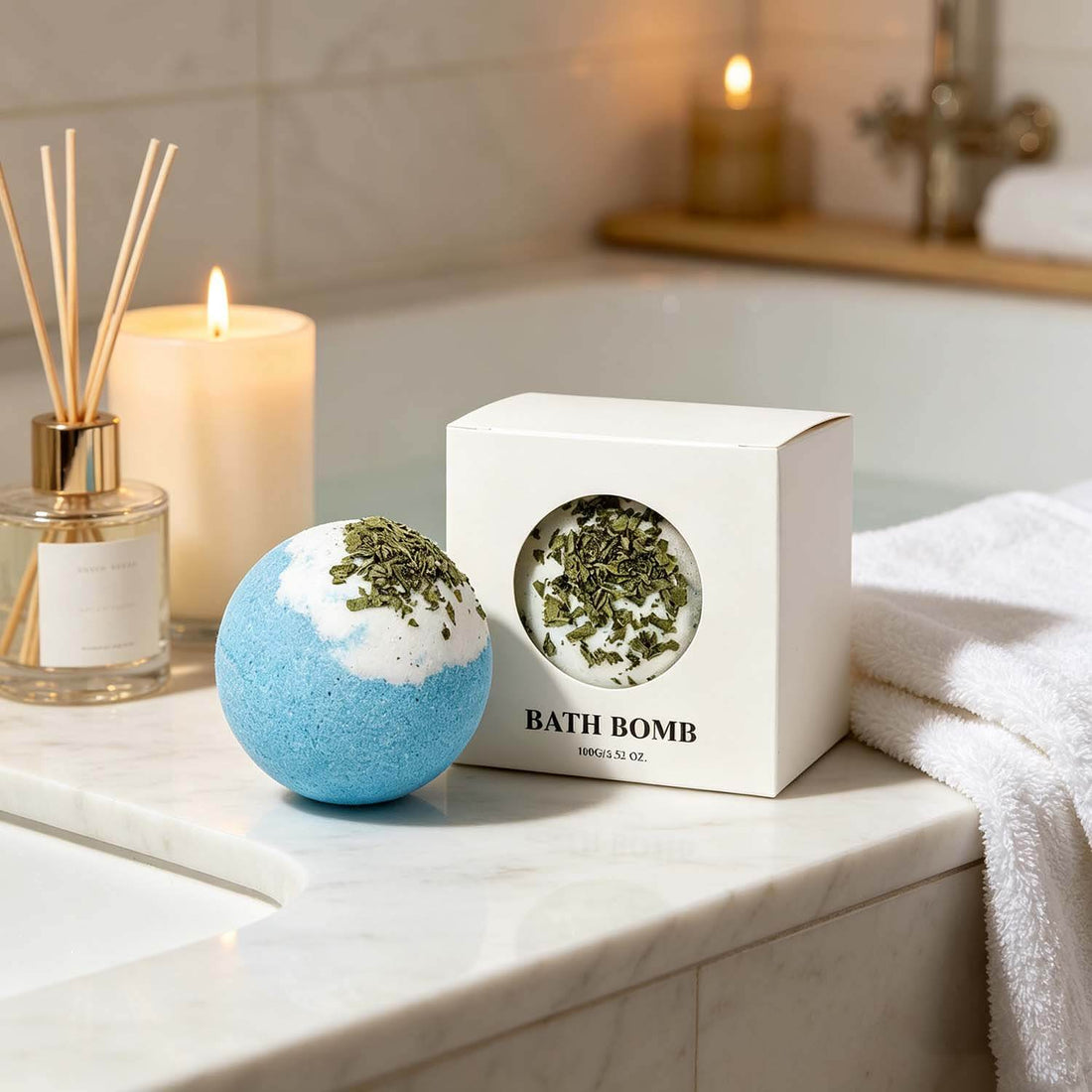 Ocean Scented Bath Bombs USA, Spa Bath Bombs for Relaxation (Set of 4)