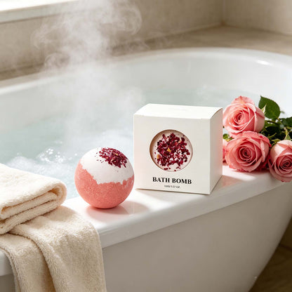 Rose Scented Bath Bombs Gift Set USA, Natural Spa Bath Bombs for self care(Set of 4)